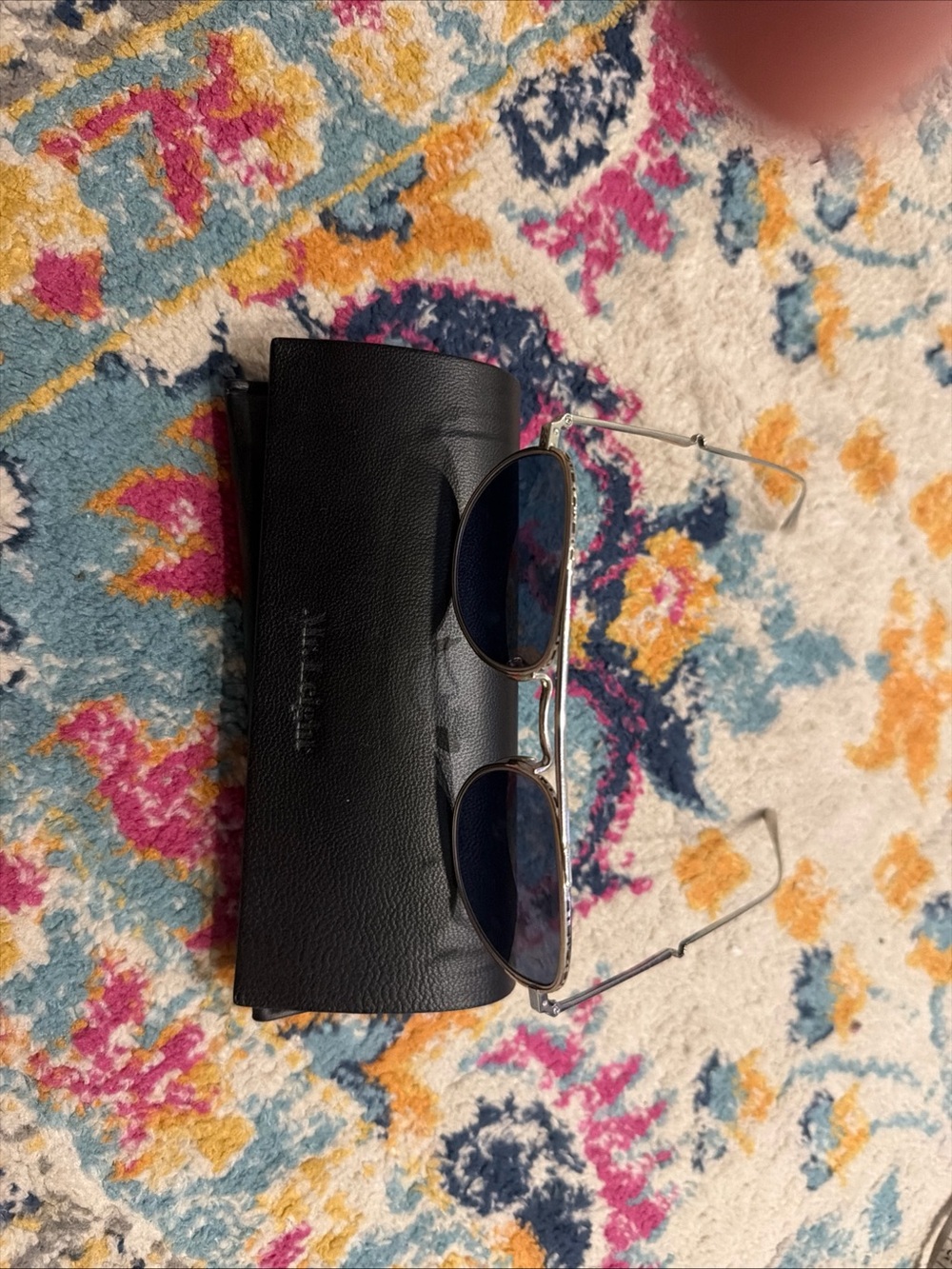 Garrett Leight Mr. Leight Roku II S Silver Frame Sunglasses with Blue Lenses